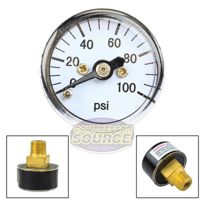 #ad 1 8quot; MNPT Mini Micro Air Pressure Gauge 0 100 PSI 1quot; Face CBM Center Back Mount $14.95