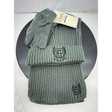 CHAPS Boys Crest Hat Beanie Gloves Scarf Grey 3 Piece Set Winter Kids One Size