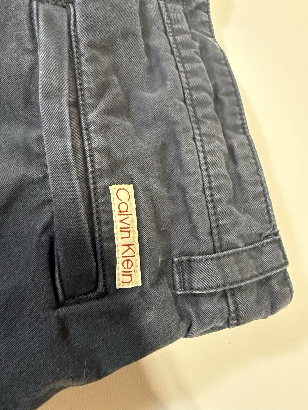 Calvin Klein Utility Shorts Mens 32 Navy Blue Cotton Chino Casual 7 Inseam image 7