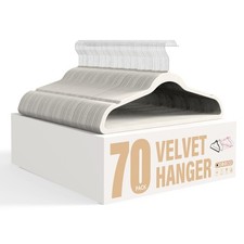 Simple Deluxe Velvet Hangers 70-Pack Non-Slip, Swivel Hooks, Space Saving, White