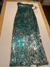 As U Wish Womens Teal Sequin Prom Dress Size M