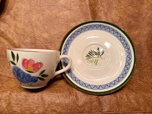 Set of 8 Vintage Stangl Pottery “Fruit & Flowers”  Tea Cups with Saucers
