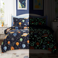 Glow in the Dark Space Comforter Set - 7 Piece Full Bedding for Boys