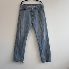 VTG Levi's 501xx Jeans Mens 36x36 Blue Button Fly Straight Leg Light Wash