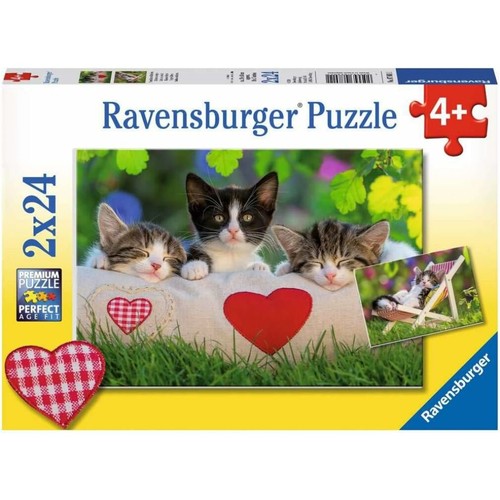 RAVENSBURGER Schlafende Kätzchen Puzzle 2x24 Teile