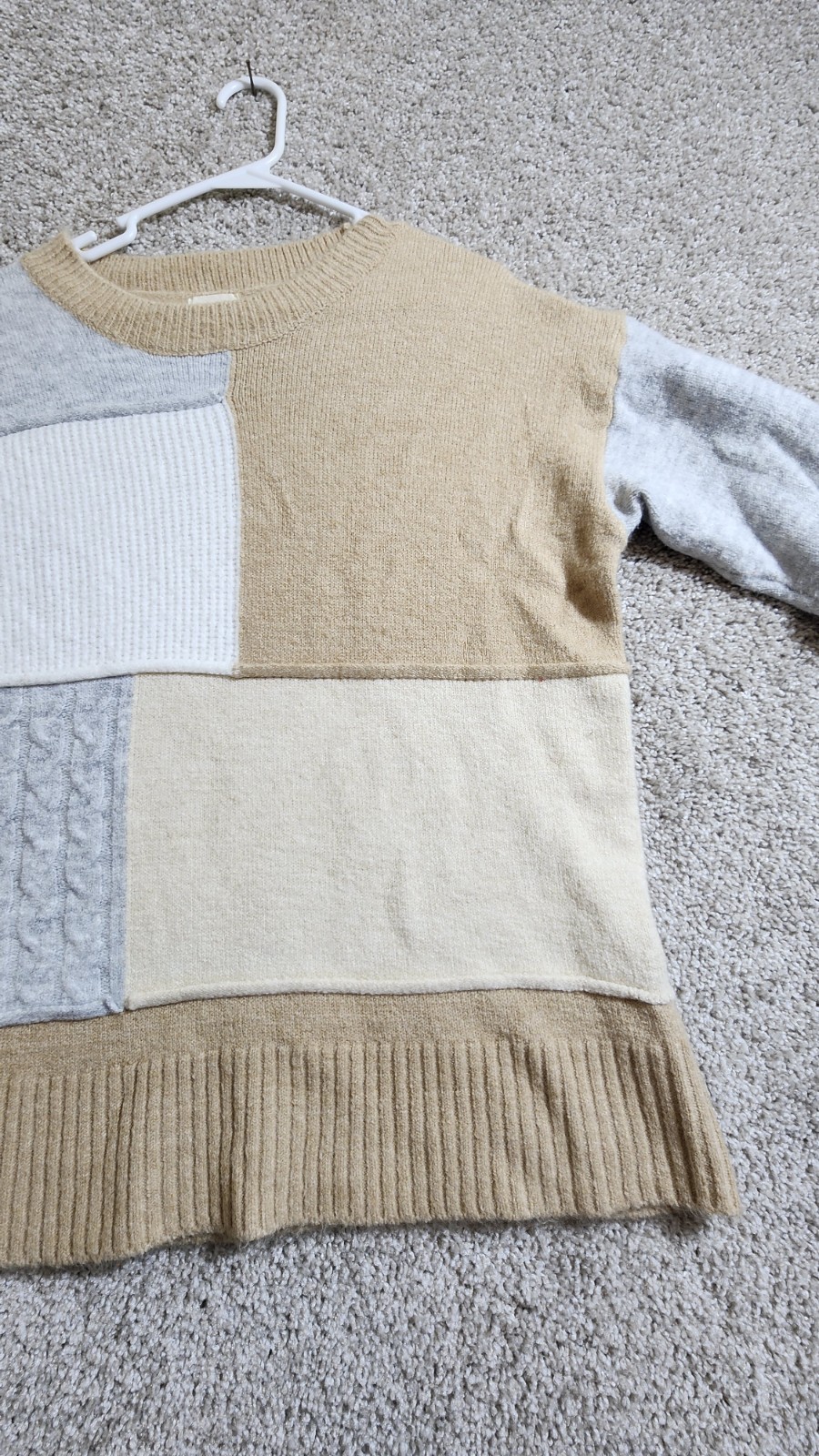 BIBI Womens Neutral Patchwork Color Block Oversiz… - image 3