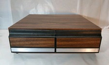 Vintage VHS 24 Tape Storage Case Faux Wood Grain 2 Drawer Storage Cabinet