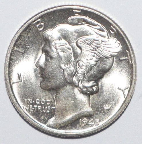1945 Mercury Dime CHOICE BRILLIANT UNCIRCULATED (K222)