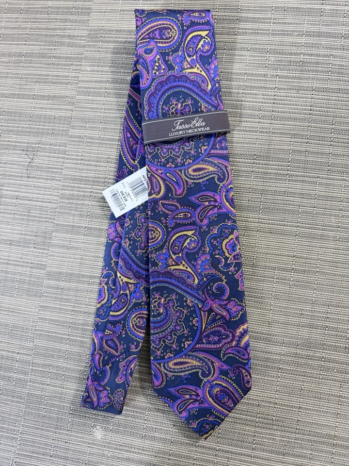 Tasso Elba мужской шелковый галстук «Berry» пейсли / совершенно новый с ярлыками - Изображение 4 из 4