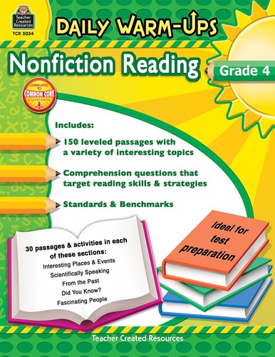 Teacher Created Resources Daily Warm-Ups: Nonfiction Reading Book, Grade 4