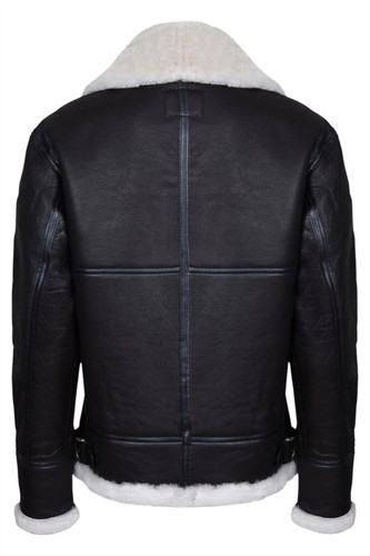 Chaqueta de aviador volador bombardero de piel de oveja de piel de oveja marrón piloto B3 para hombre - Imagen 5 de 7