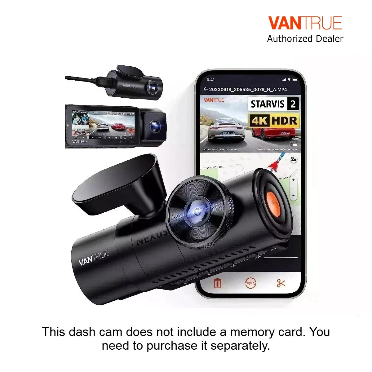 Vantrue N4 Pro 3-Channel 4K Dash Cam, Front+Interior+Rear, WiFi