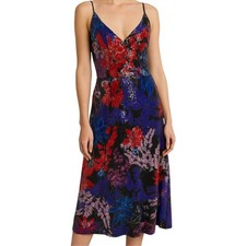 Adrianna Papell Sequin Evening dress Midi Spaghetti Strap Floral Multi 14 NWOT