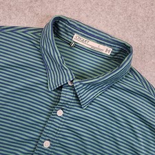 Criquet Polo Shirt Performance Short Sleeve Men's L Green Blue Striped