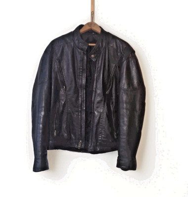 Vintage Cafe Racer Motorcycle Old School Leather Jacket Size 46/44 YBS *READ*