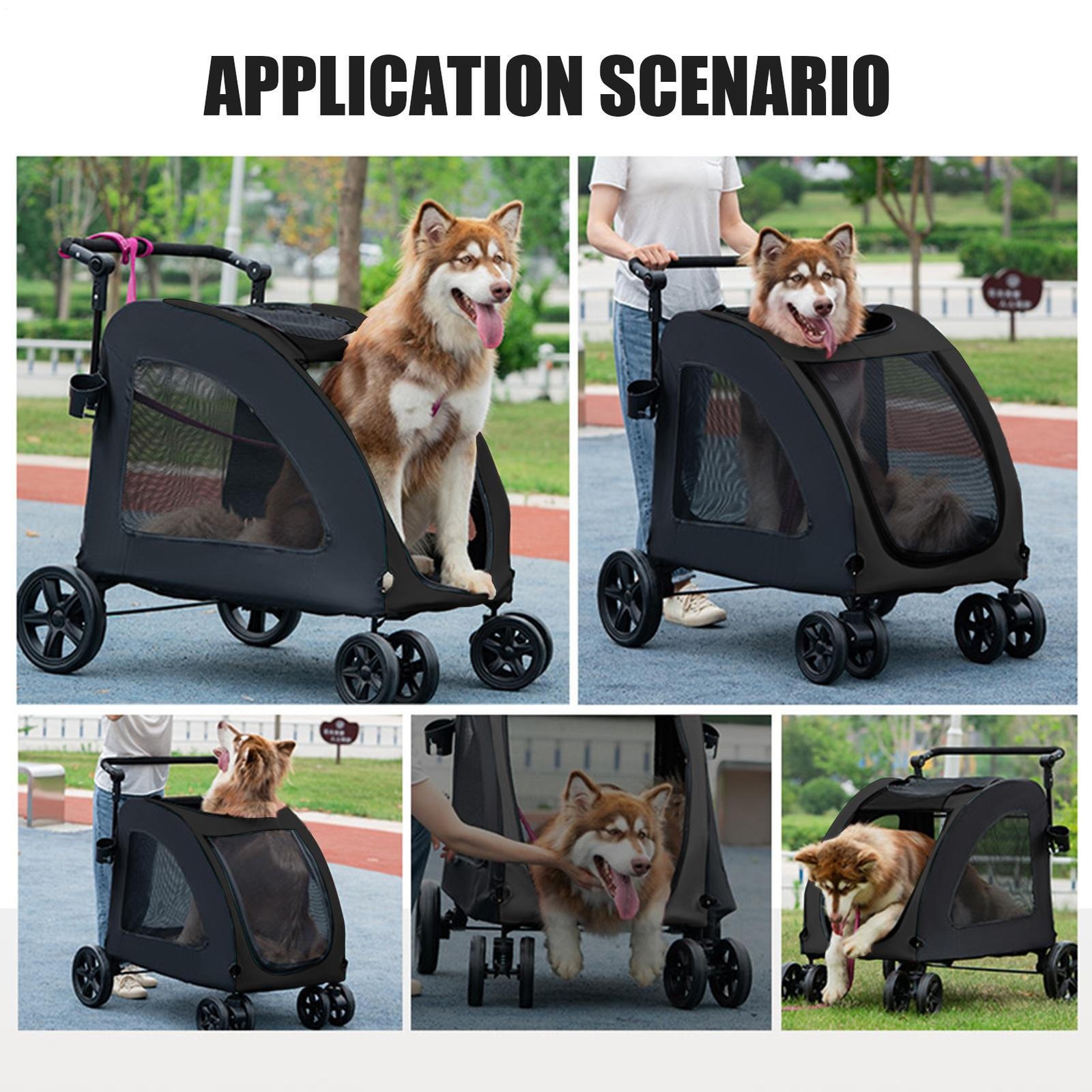 M L XL Pet Stroller Premium Foldable 4 Wheels Dog Cat Jogger Stroller Lockable
