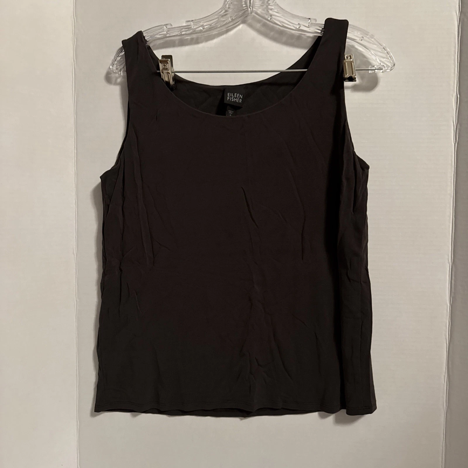 Eileen Fisher Women’s 100% Silk Chocolate Brown Lined Tank Shell Size Medium