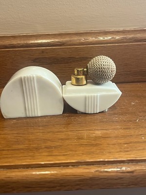 Vintage Art Deco 24K Gold Plate Glass Atomizer Perfume Bottle by De Vilbiss