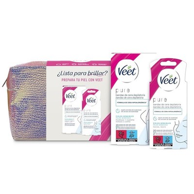 Veet Körperpflegetasche Wachsstreifen Beine Körper Gesicht Haarentfernung 40 Stk