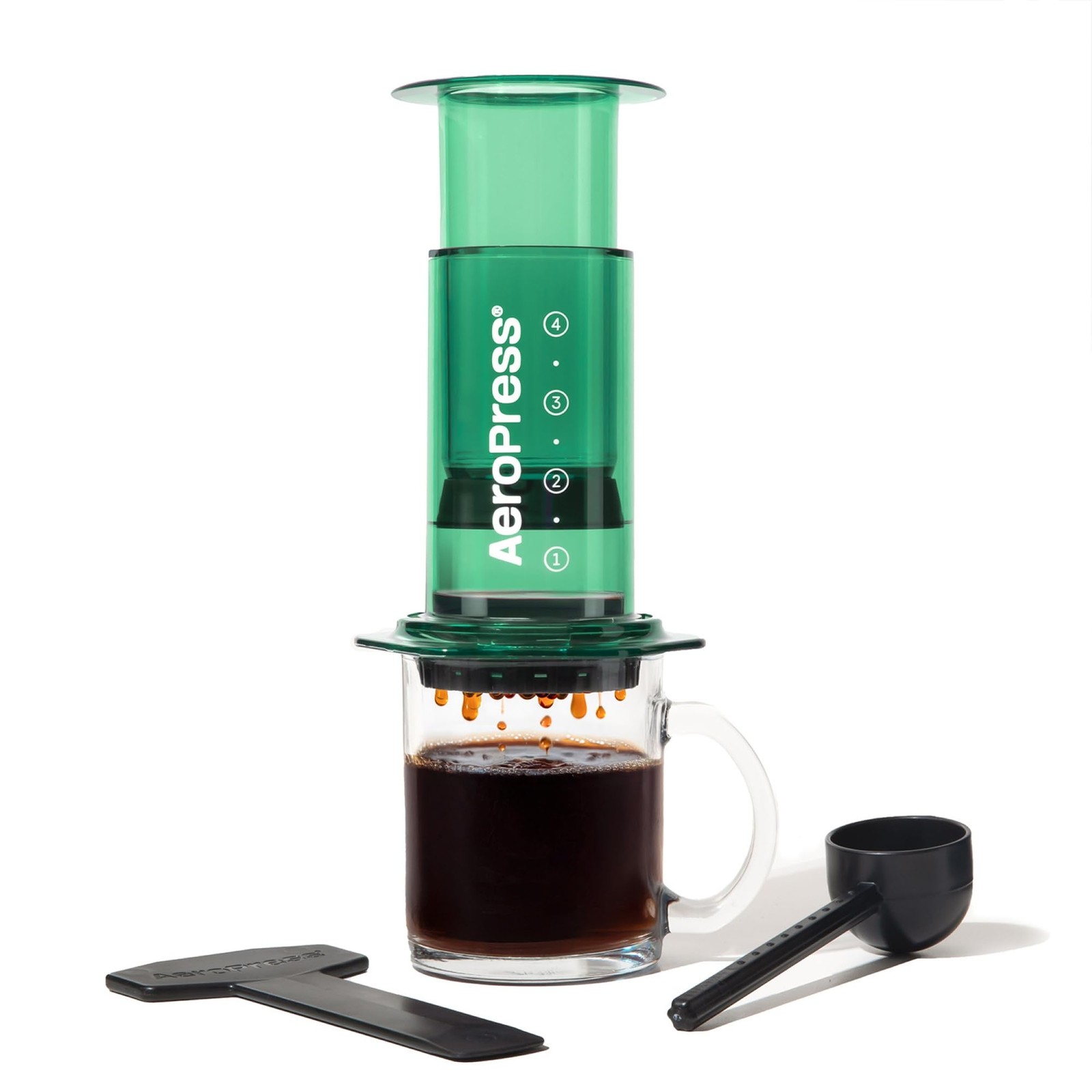 Green Coffee Maker With Filter, French Press, Espresso, Iced