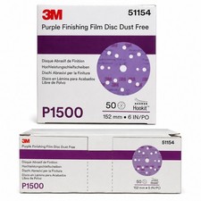 3M 51154 Purple Finishing Film Discs P1500 152mm 6" Hookit ? Box of 50