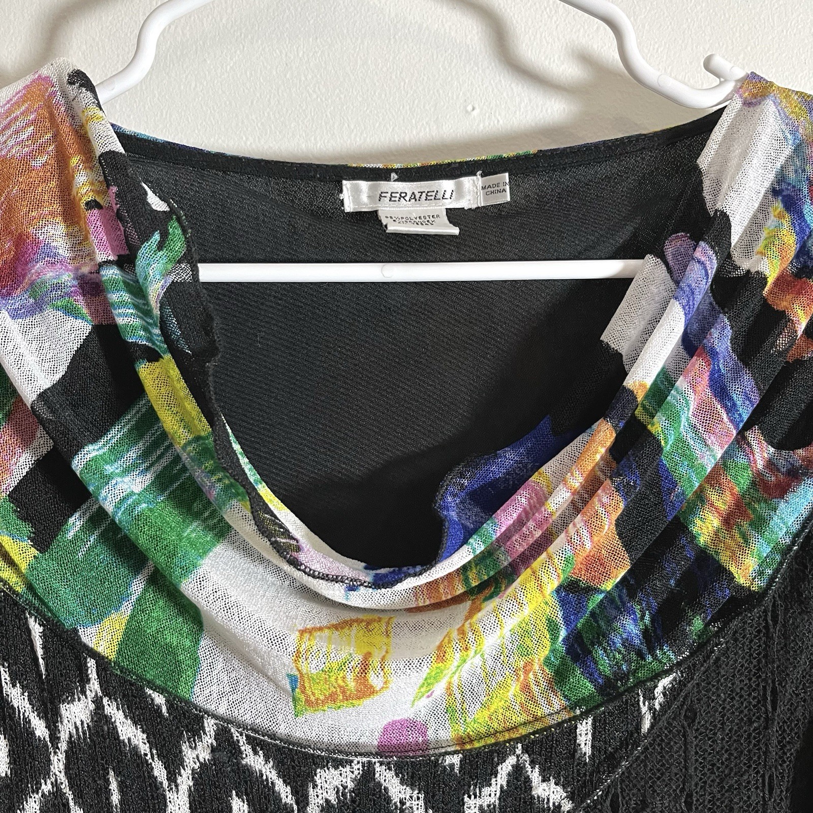 Feratelli Multi Fabric Patchwork Stretch Tunic Y2… - image 3