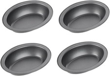 Chef Aid Set of 4 Non-Stick Oval Pie Dishes, 17cm x 13cm x 3.7cm Baking Tins