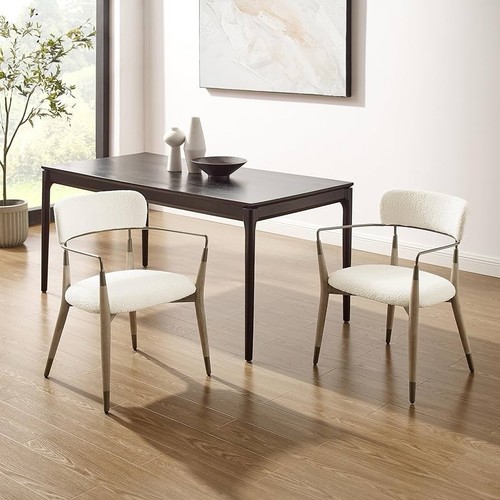 Savannah Chairs In White Noise Fabric, White Washed Wood & Copper Accents(Set 2) - Picture 4 of 5