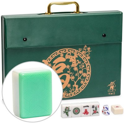 Chinese Mahjong ''Emerald Weave'' 146 Large 1.6-Inch Tiles, Green Vinyl - DAMAGED