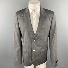 MARC JACOBS Size 40 Grey Stripe Wool Peak Lapel Sport Coat