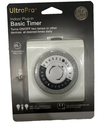 GE Ultrapro Indoor Plug-in Basic Timer Lighting Control Switch Brand New!