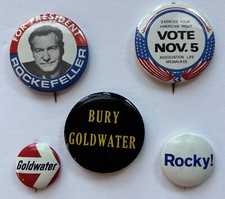 1964 Barry Goldwater vs. Nelson Rockefeller GOP campaign buttons