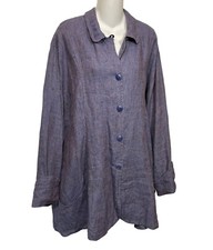 Vintage Flax By Jeanne Engelhart Linen Jacket Large Purple Haze Enchanting Coat