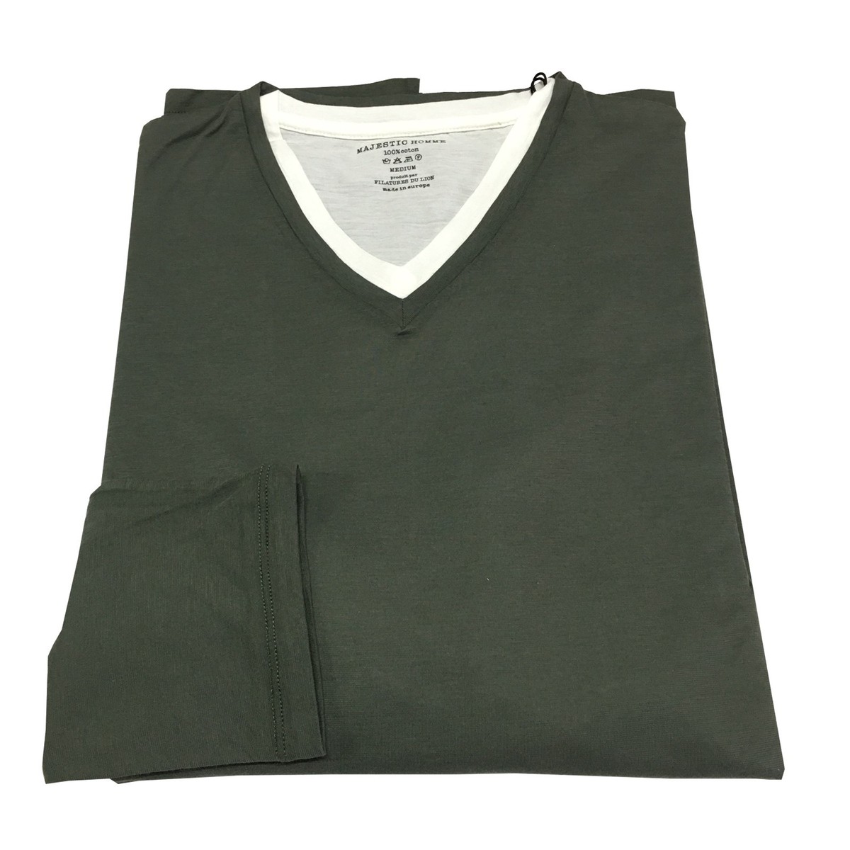 MAJESTIC HOMME Men's T-shirt Double Military/White Model E10/519