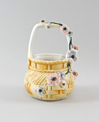 9997306-d Porcelain Basket Bowl with Flowers Ernst Bohne H14cm