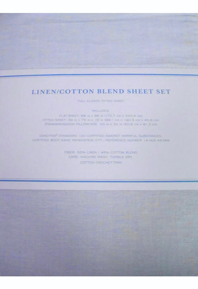 Conjunto de lençóis de linho Simply Shabby Chic duplo azul fantasma (azul pálido) Rachel Ashwell - Imagem 2 de 4