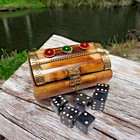 Set of 6 Unique Buffalo Horn D6 Dices & Antique Camel Bone Box Christmas gift