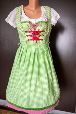 DRESS VINTAGE WALDSCHUTZ TRACHTEN TYROL OKTOBERFEST DIRNDL FLOWER WOMEN L 44/46