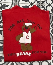 VTG 1980s This Bear's For You Red 80s Crewneck Pullover Sweatshirt Mens Large