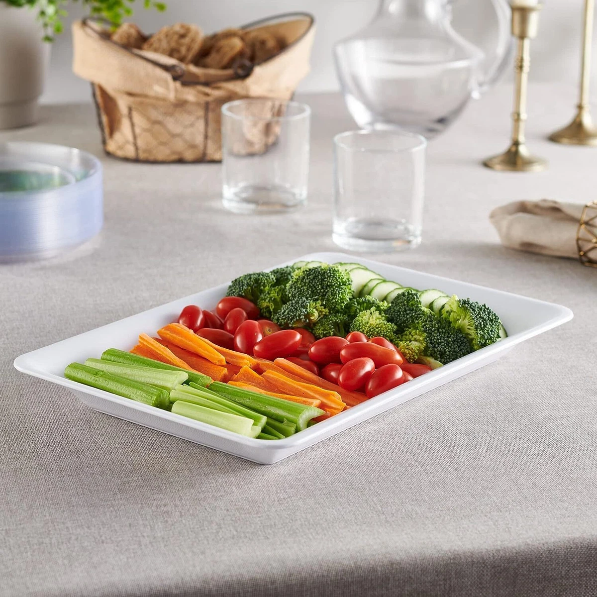 Outdoor serving outlet platters