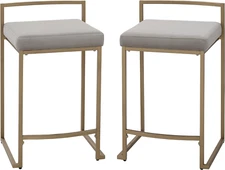 Harlowe Upholstered Seat Counter Height Bar Stools Set of 2, Kitchen and Dining,