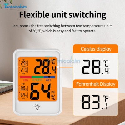 Indoor Thermometer Backlight Digital Room Thermometer LCD Thermometer Hygrometer