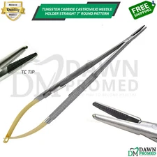 T/C Castroviejo Needle Holder 7" Straight Micro Dental Plier German Grade
