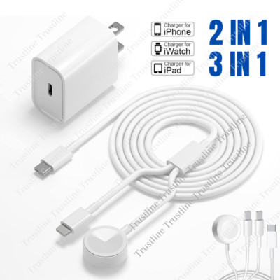 For Apple Watch iWatch SE 7 6 5 4 3 2 iPhone USB C Magnetic Charger Cable Block