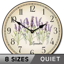 Lavender Vintage Wall Clock Ultra Quiet, Comes in 8 sizes, Lifetime warranty