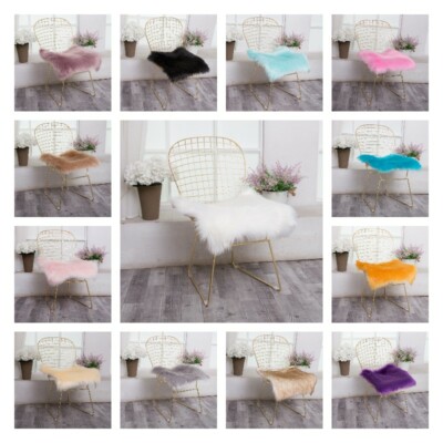 Square Faux Wool Fur Cushion Chair Car Seat Pad Sofa Cover Furry Plush Soft