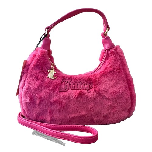 NWOT Juicy Couture Faux Fur Black Packpack Style Purse Gold Red Heart Accent NEW NWOT Juicy Couture Faux Fur Black Packpack Style Purse Gold  main image 3