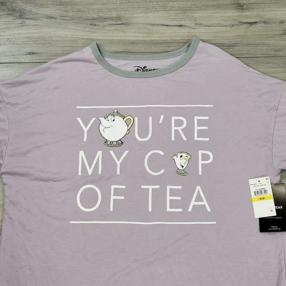 Disney Pajama Top Women's Medium Tea Cup Short Sleeve New - Image 2 of 4