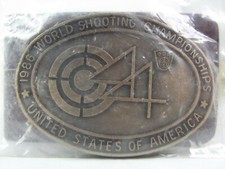 Vtg 1986 Belt Buckle US Shooting Team Championships Sweden East Germany NIP
