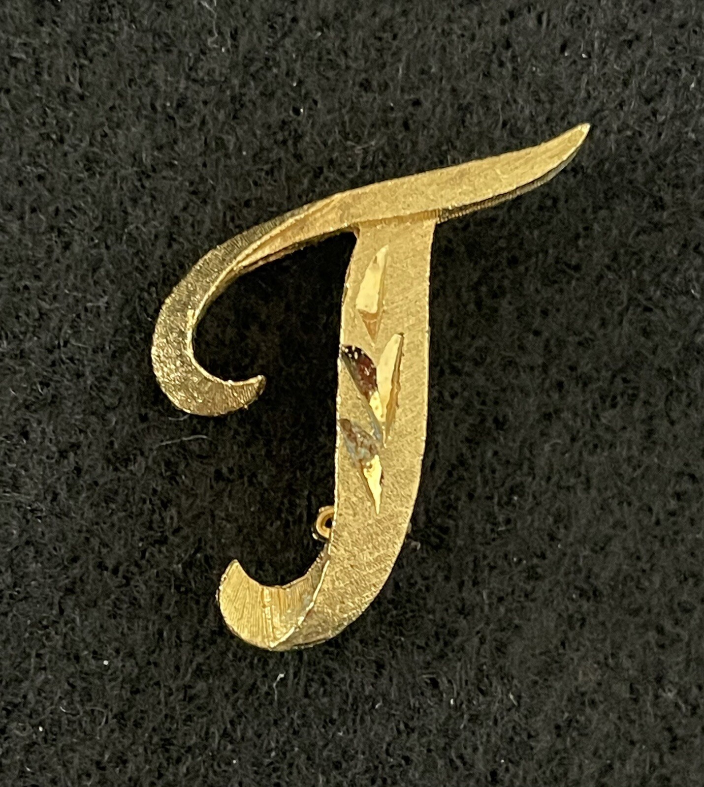MAMSELLE Signed Initial "T" Monogram Gold Tone Te… - image 1